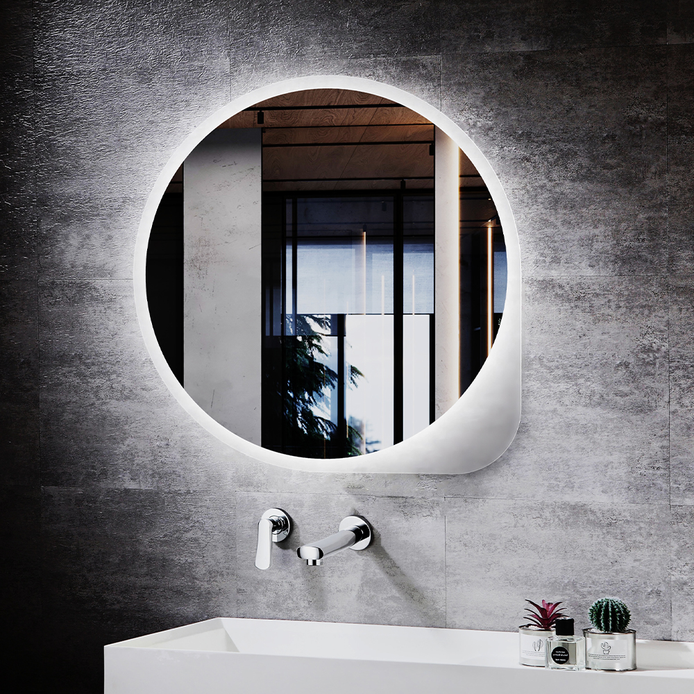 Вейб | Закругленное зеркало со светодиодной подсветкой, подвергнутое пескоструйной обработке